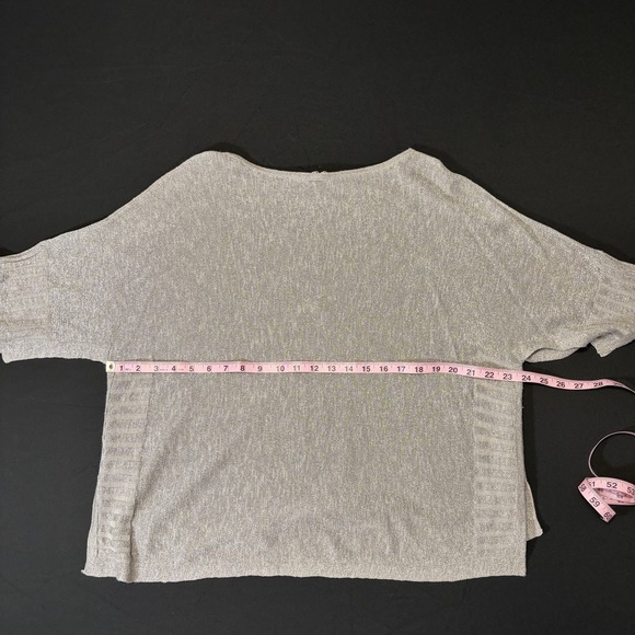 Anthropologie XS Shimmer Metallic Oversized Linen Blend Silver Top Festival Fun - Picture 9 of 10